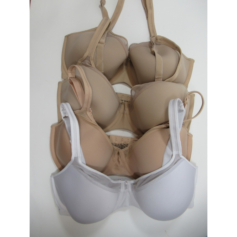 4 Bali One Smooth U Ultra Light Bras Lot 36DD White Beige Underwire 3439